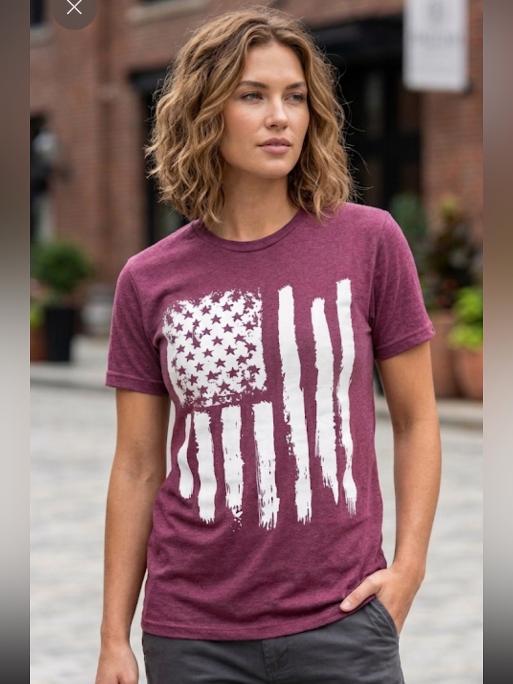 Magenta American Flag T-Shirt